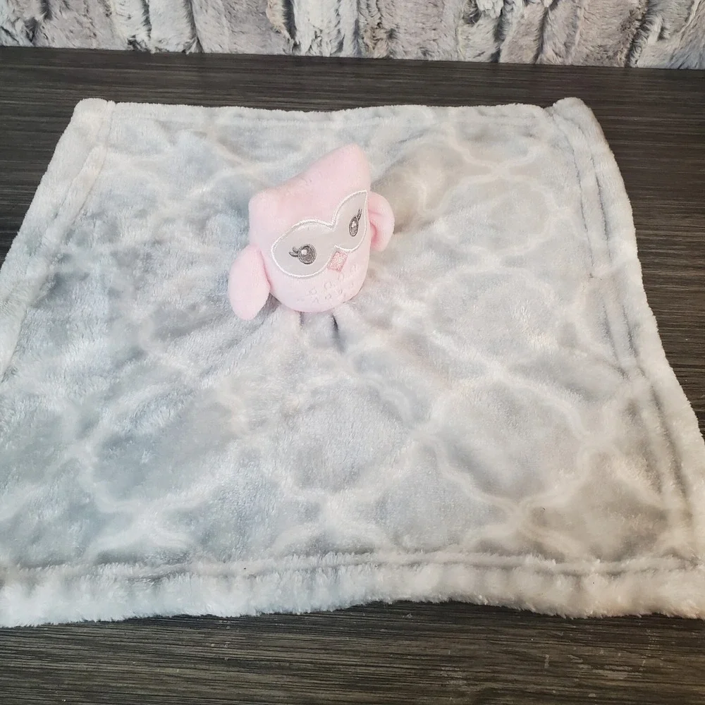 Hudson Baby HB Pink Owl Lovey Plush Security Blanket Gray 14